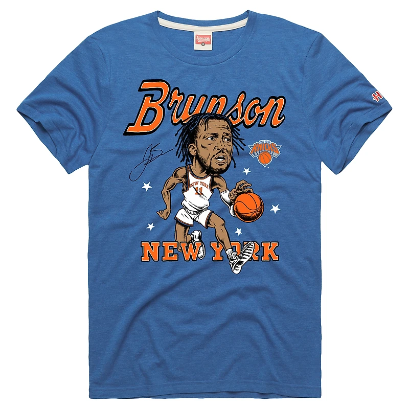 Unisex Homage Jalen Brunson Blue New York Knicks Signature Tri-Blend Player T-Shirt