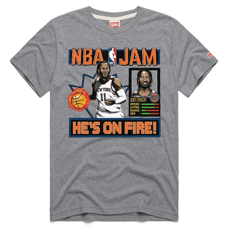 T-shirt unisexe gris hommage à Jalen Brunson des New York Knicks NBA Jam Tri-Blend