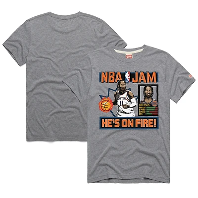 Unisex Homage Jalen Brunson Gray New York Knicks NBA Jam Tri-Blend T-Shirt