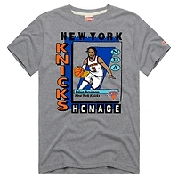 Unisex Homage Jalen Brunson Gray New York Knicks Topps Trading Card Tri-Blend T-Shirt