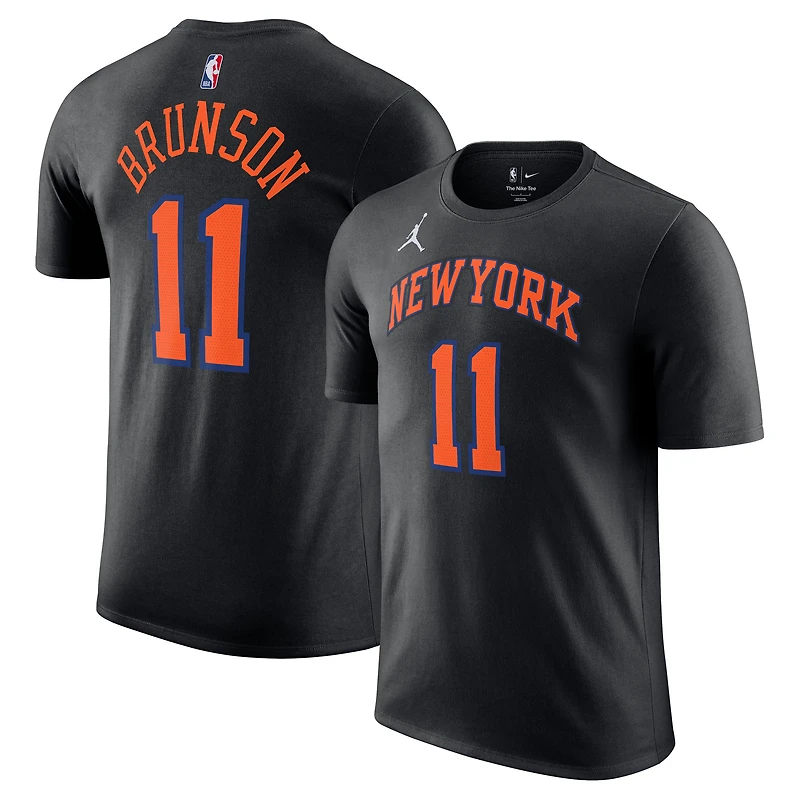 Unisex Jordan Brand Jalen Brunson Black New York Knicks Name & Number T-Shirt - Statement Edition