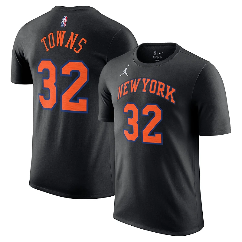 Unisex Jordan Brand Karl-Anthony Towns Black New York Knicks Name & Number T-Shirt - Statement Edition