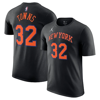 Unisex Jordan Brand Karl-Anthony Towns Black New York Knicks Name & Number T-Shirt - Statement Edition