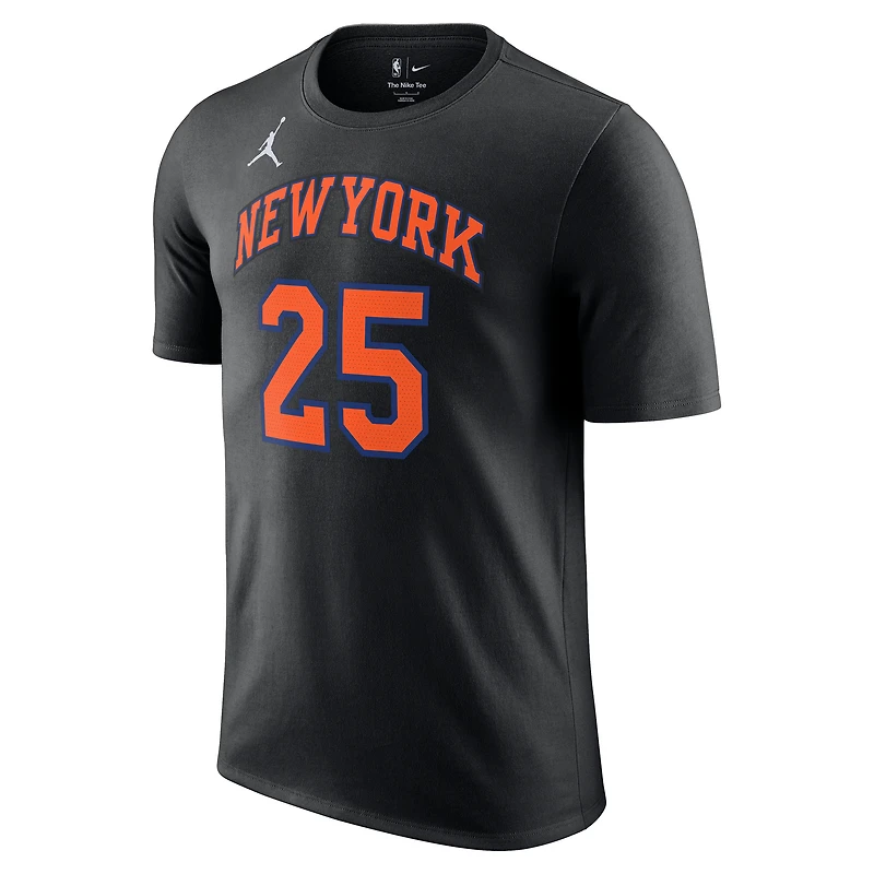 Unisex Jordan Brand Mikal Bridges Black New York Knicks Name & Number T-Shirt - Statement Edition