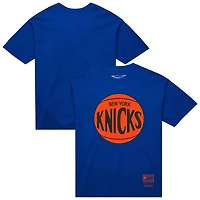 T-shirt unisexe Mitchell & Ness bleu New York Knicks Hardwood Classics avec logo MVP