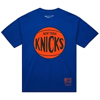 T-shirt unisexe bleu Mitchell & Ness avec logo MVP des New York Knicks Hardwood Classics