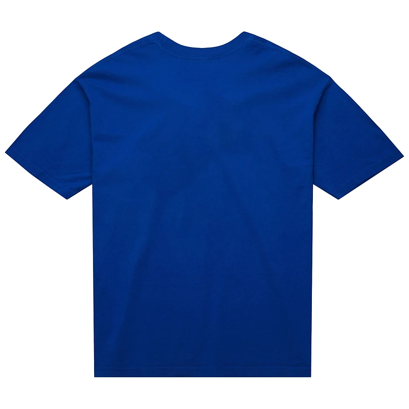 T-shirt unisexe Mitchell & Ness bleu New York Knicks Hardwood Classics avec logo MVP