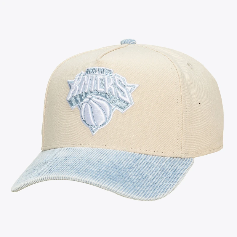 Unisex Mitchell & Ness Cream/Light Blue New York Knicks Faded Pro Snapback Hat