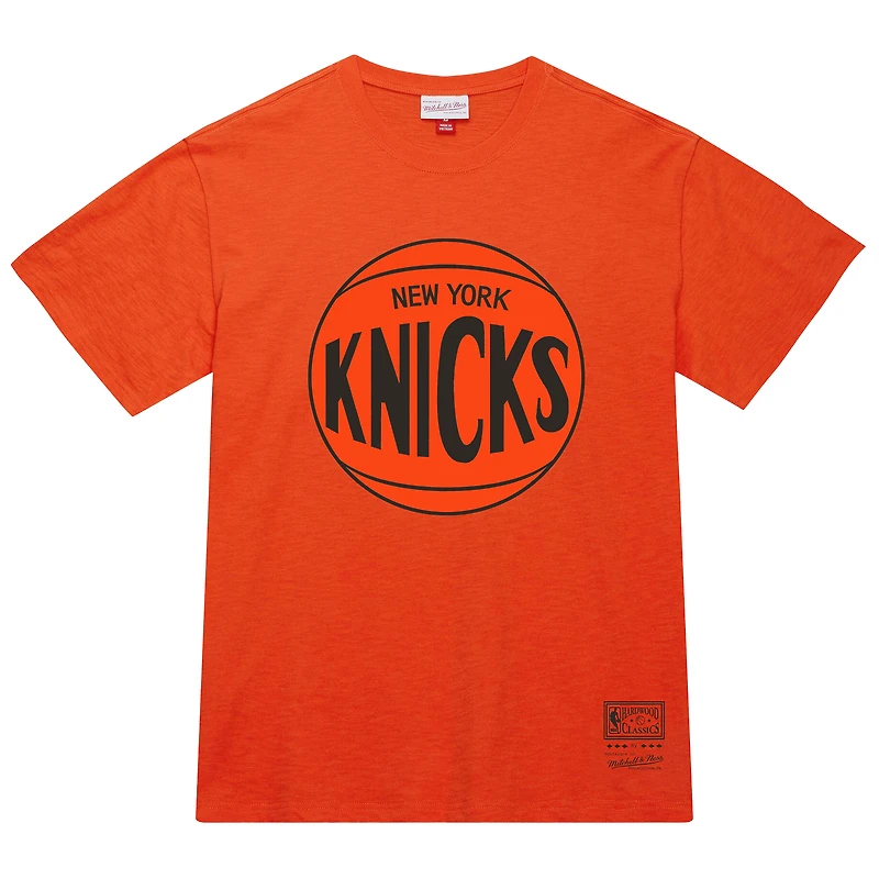 Unisex Mitchell & Ness Orange New York Knicks Hardwood Classics MVP Logo T-Shirt