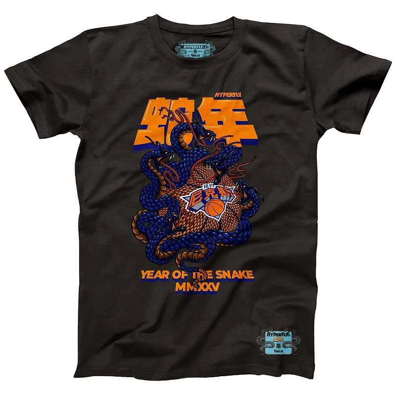 T-shirt unisexe NBALab x Hyperfly Heather Black New York Knicks Collection Année du serpent Nouvel An lunaire