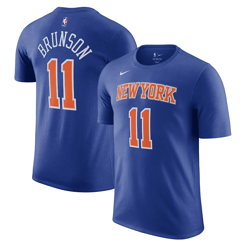 Unisex Nike Jalen Brunson Blue New York Knicks Name & Number T-Shirt - Icon Edition
