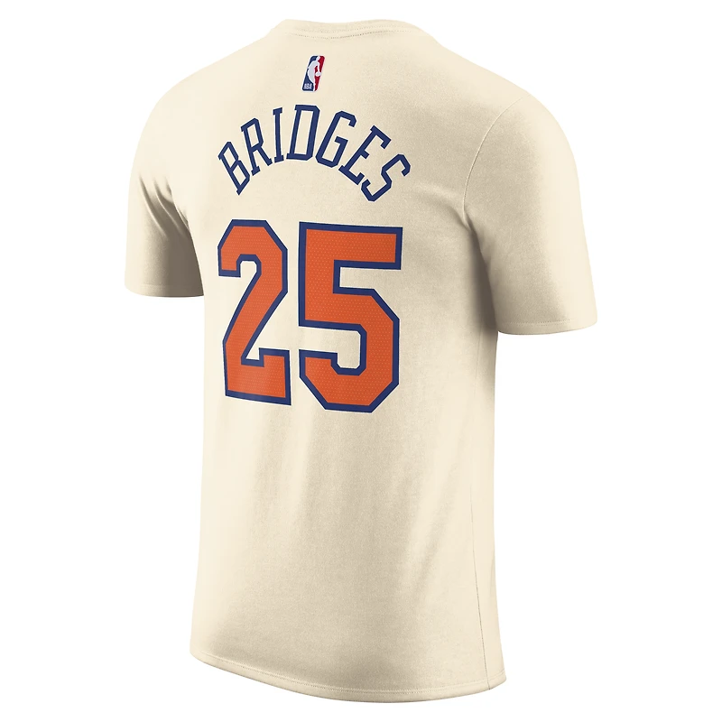Unisex Nike Mikal Bridges Cream New York Knicks 2025/26 City Edition Name & Number T-Shirt