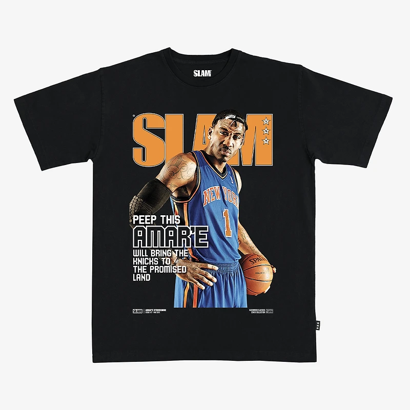 Unisex SLAM Amar'e Stoudemire Black New York Knicks Hardwood Classics Cover T-Shirt