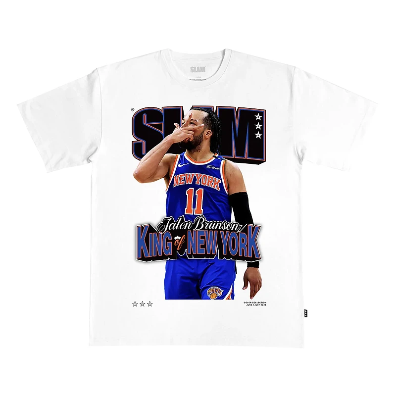 Unisex SLAM Jalen Brunson White New York Knicks King of Cover T-Shirt