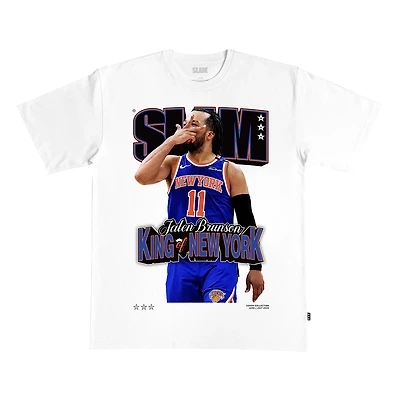 Unisex SLAM Jalen Brunson White New York Knicks King of Cover T-Shirt