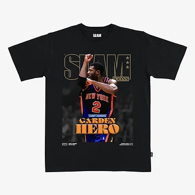 Unisex SLAM Larry Johnson Black New York Knicks Hardwood Classics Cover T-Shirt