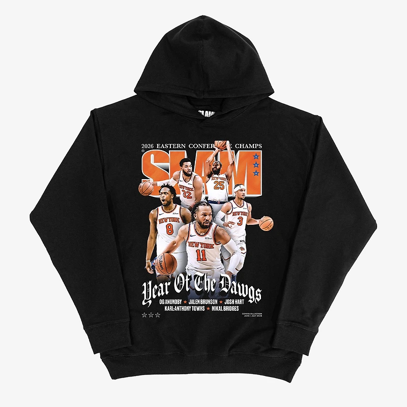 Sweat à capuche unisexe SLAM Starting Five noir New York Knicks, champions de la Conférence Est NBA 2026