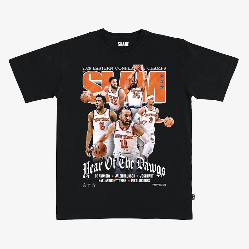 T-shirt unisexe SLAM Starting Five noir New York Knicks, champions de la Conférence Est NBA 2026