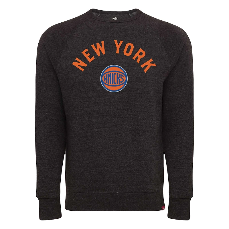 Unisex Sportiqe Black New York Knicks Harmon Super Soft Tri-Blend Raglan Pullover Sweatshirt