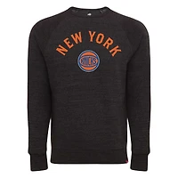 Unisex Sportiqe Black New York Knicks Harmon Super Soft Tri-Blend Raglan Pullover Sweatshirt