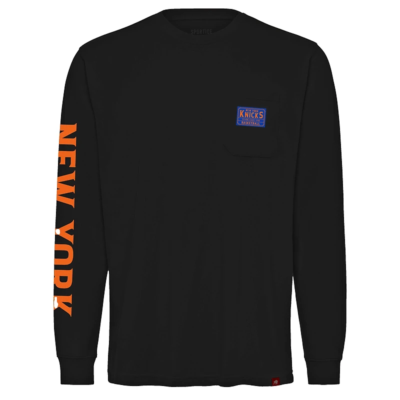 T-shirt unisexe Sportiqe à manches longues et poche épaisse New York Knicks Wales Noir