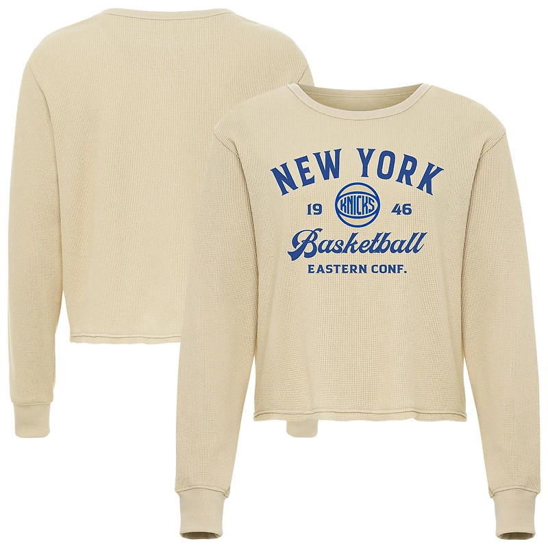 T-shirt unisexe en tricot gaufré à manches longues Cullen de la collection High Country des New York Knicks couleur crème Sportiqe