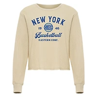 T-shirt unisexe en tricot gaufré à manches longues Cullen de la collection High Country des New York Knicks couleur crème Sportiqe