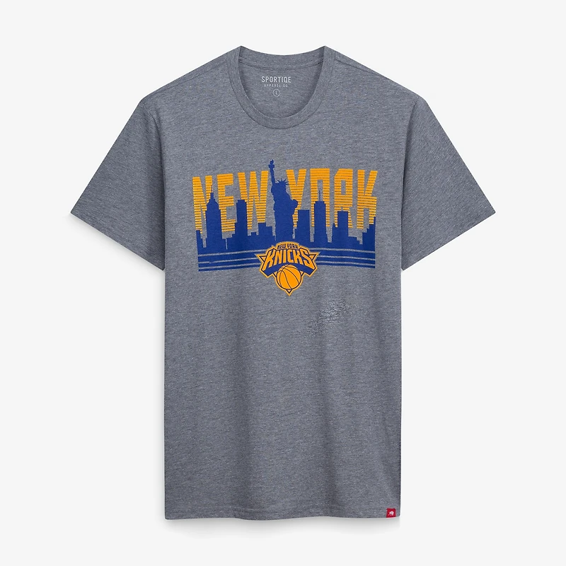 T-shirt unisexe Sportiqe bleu marine New York Knicks confortable en mélange de trois matières