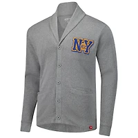 Unisex Sportiqe Heather Gray New York Knicks Henshaw Full-Button Cardigan Sweater