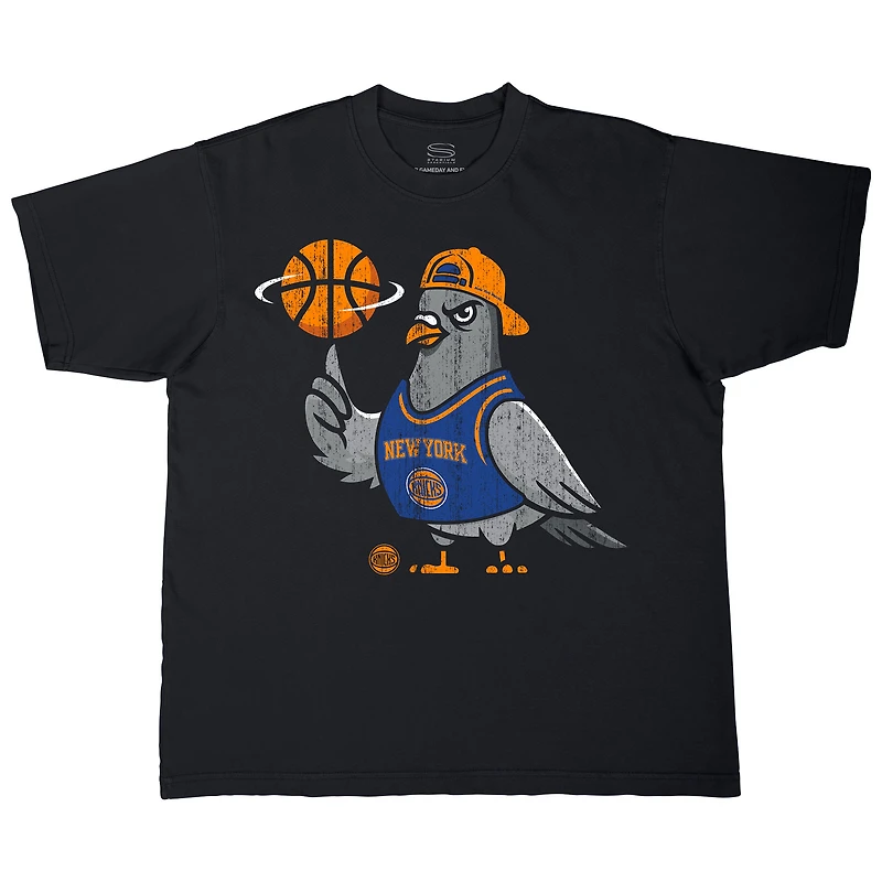 Unisex Stadium Essentials Black New York Knicks Pigeon T-Shirt