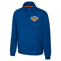 Unisex Stadium Essentials Blue New York Knicks  Varsity Trainer Quarter-Zip Pullover