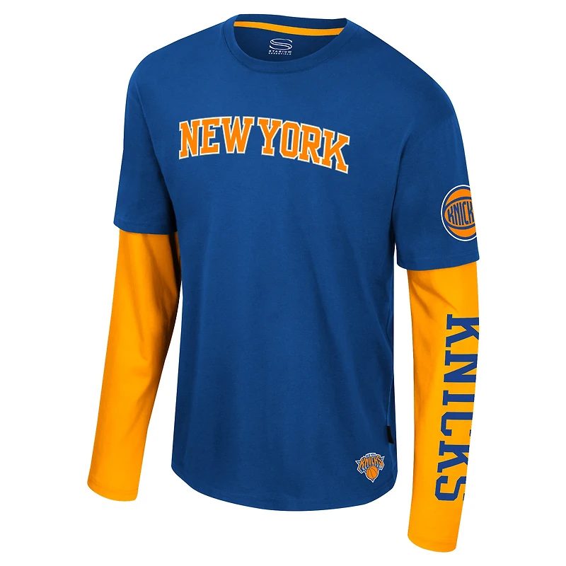 Unisex Stadium Essentials Royal New York Knicks Spectator 2fer Long Sleeve  T-Shirt