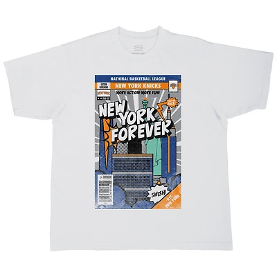Unisex Stadium Essentials  White New York Knicks Comic Book Cover Boxy T-Shirt