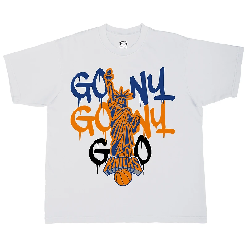T-shirt unisexe Stadium Essentials blanc surdimensionné New York Knicks Go NY