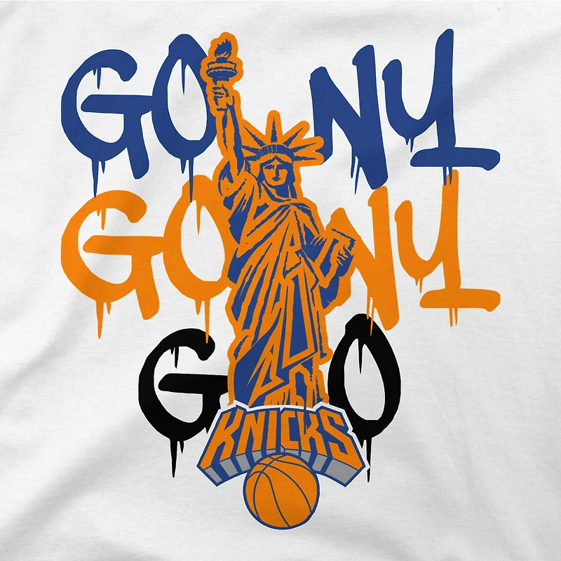 T-shirt unisexe Stadium Essentials blanc surdimensionné New York Knicks Go NY