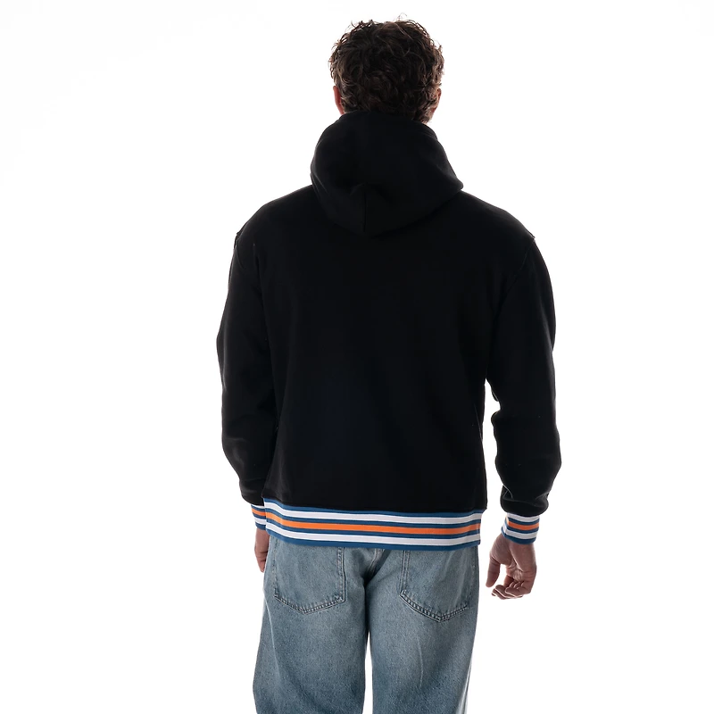 Sweat à capuche unisexe noir The Wild Collective New York Knicks, côtelé personnalisé, de qualité supérieure
