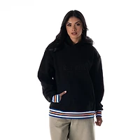 Sweat à capuche unisexe noir The Wild Collective New York Knicks, côtelé personnalisé, de qualité supérieure