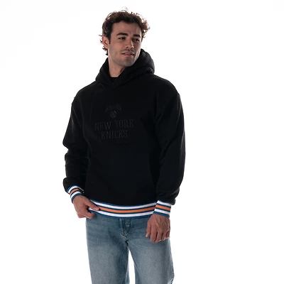 Sweat à capuche unisexe noir The Wild Collective New York Knicks, côtelé personnalisé, de qualité supérieure