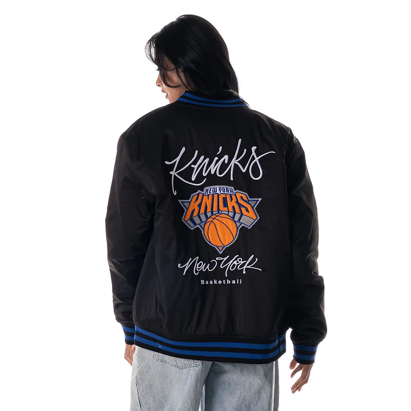 Unisex The Wild Collective  Black New York Knicks Full-Snap Bomber Jacket