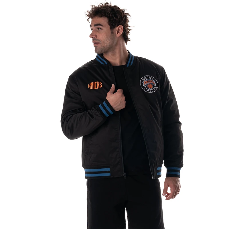 Unisex The Wild Collective  Black New York Knicks Full-Snap Bomber Jacket