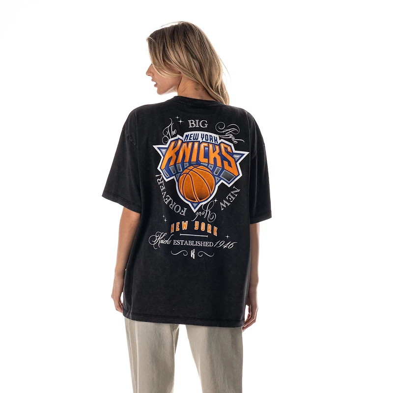 T-shirt unisexe The Wild Collective noir New York Knicks, oversize streetwear