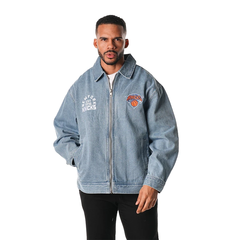 Veste en jean unisexe à fermeture éclair intégrale des New York Knicks de The Wild Collective