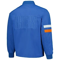 Blouson aviateur unisexe The Wild Collective bleu New York Knicks Stitch Applique entièrement zippé