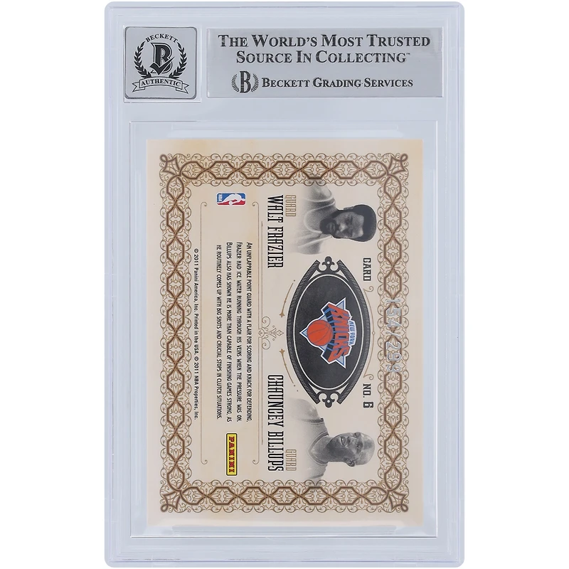 Walt Frazier & Chauncey Billups New York Knicks Autographed 2010-11 Panini Gold Standard Golden Threads #6 #/299 Beckett Fanatics Witnessed Authenticated 10 Card