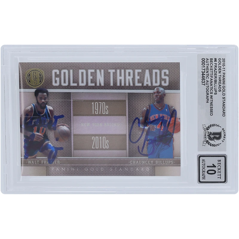 Walt Frazier & Chauncey Billups New York Knicks Autographed 2010-11 Panini Gold Standard Golden Threads #6 #/299 Beckett Fanatics Witnessed Authenticated 10 Card