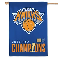 Bannière verticale double face WinCraft New York Knicks, champions des finales NBA 2026, 28 po x 40 po