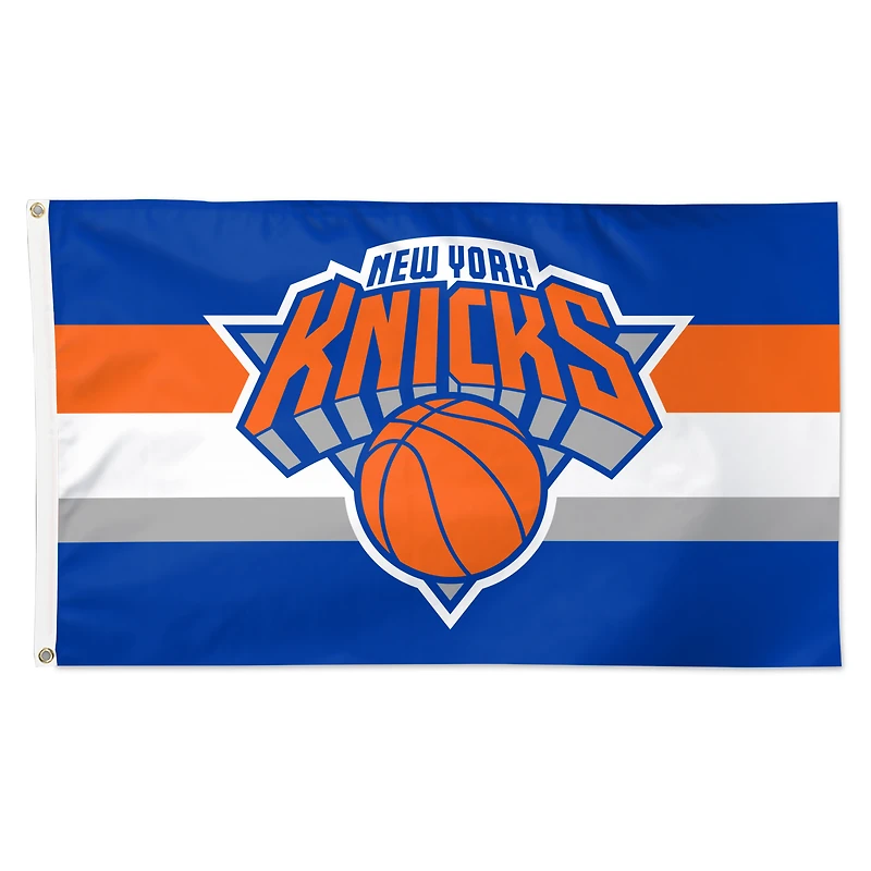 Drapeau de luxe à rayures horizontales WinCraft New York Knicks 91 x 152 cm (3 pi x 5 pi) à une face