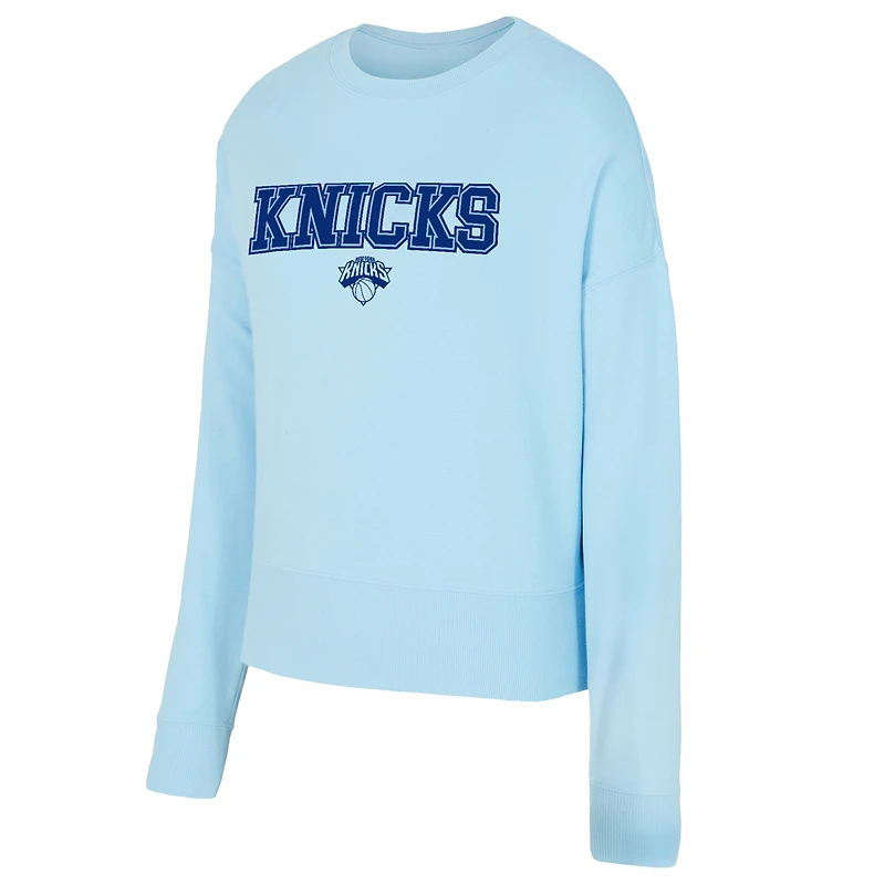 Women's Concepts Sport  Light Blue New York Knicks Elevation Tri-Blend Long Sleeve Top & Shorts Set