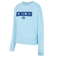 Women's Concepts Sport  Light Blue New York Knicks Elevation Tri-Blend Long Sleeve Top & Shorts Set