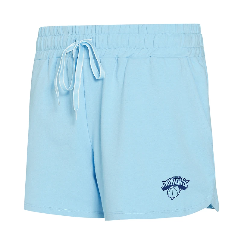 Women's Concepts Sport Light Blue New York Knicks Elevation Tri-Blend Long Sleeve Top & Shorts Set